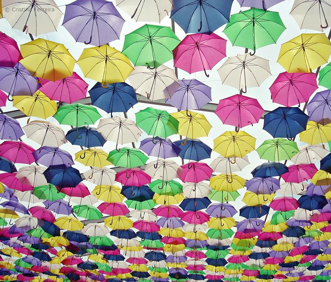 Agueda, Portugal umbrella art installation