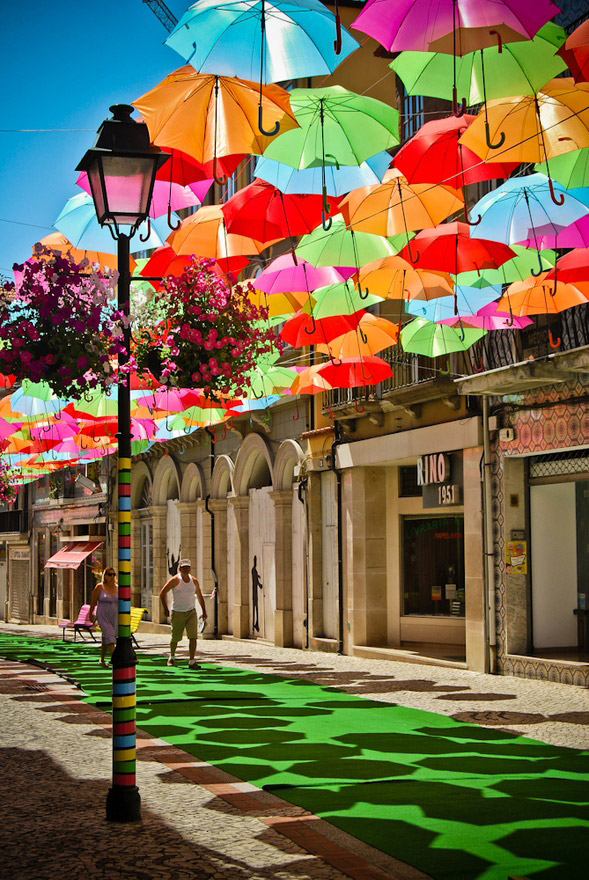 Agueda, Portugal umbrella art installation