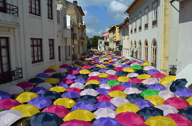 Agueda, Portugal umbrella art installation