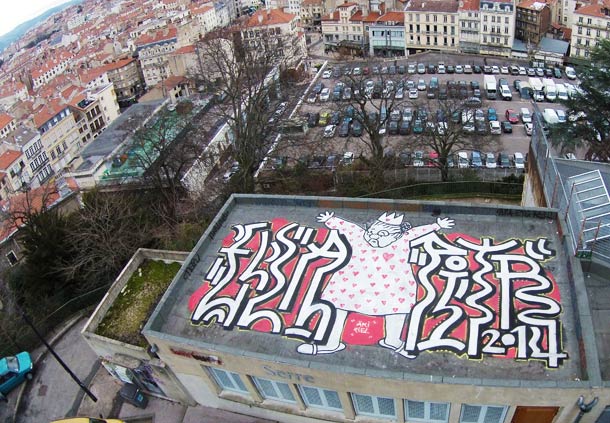 Mamie, Papiers Peintres - Aerial street art