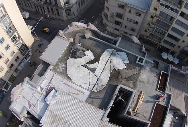 This summer in Chile., Papiers Peintres - Aerial street art