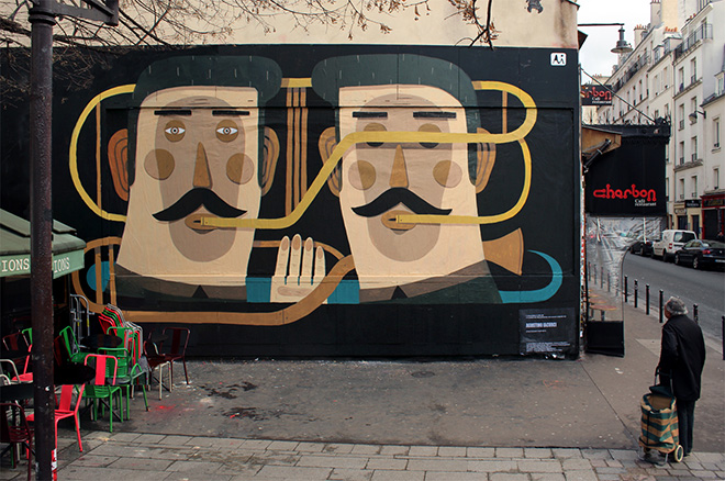  Street Art, The dialogue - Made for Le Mur, Oberkampf, Paris, 2013 