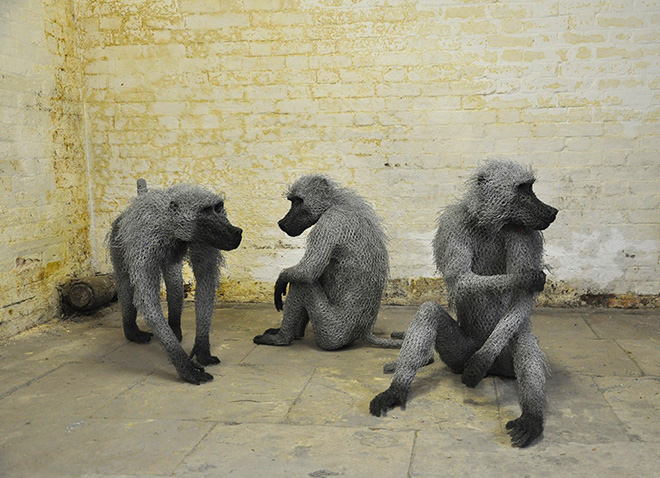 Kendra Haste - BABOON TROOP (2010-2011) - Steel armatures & painted galvanised wire