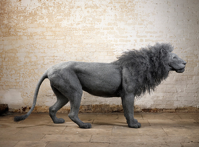 Kendra Haste - MALE LION (2010-2011) - Steel armature & painted galvanised wire - unique