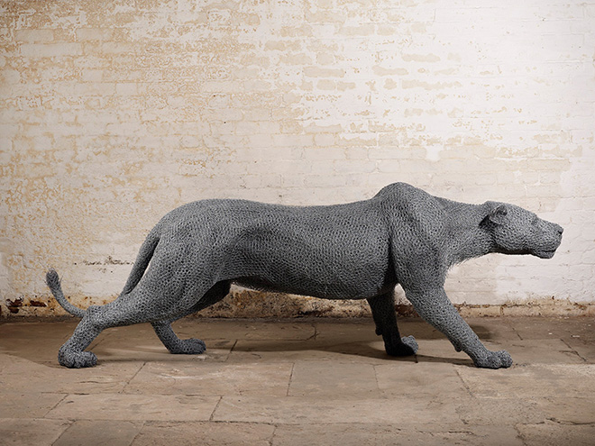 Kendra Haste - STALKING LIONESS (2010-11) - Steel armature & painted galvanised wire - unique