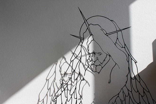 Gavin Worth, Angel Ashamed - Steel rods, 100cm x 100cm x 20cm