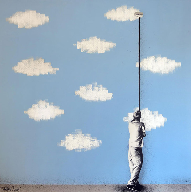 Martin Whatson - Paint The Skies, Mixed media on canvas - 40 x 40 Inches - 100 x 100 cm