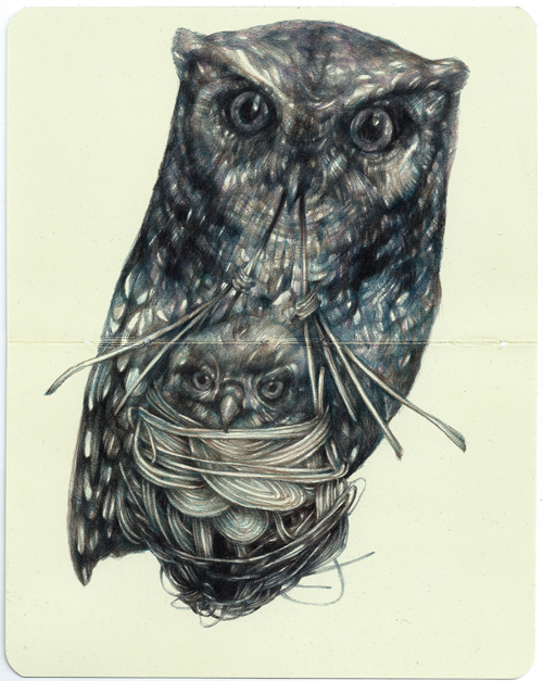 Marco Mazzoni - Mother II, 2015 - 18×14 cm - Colored pencils on Moleskine paper