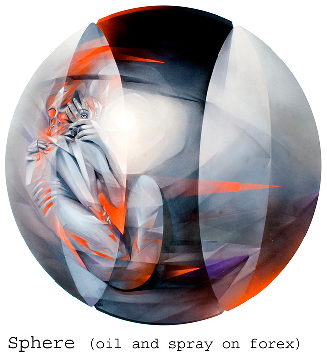 Vesod - Sphere - oil and spray on forex