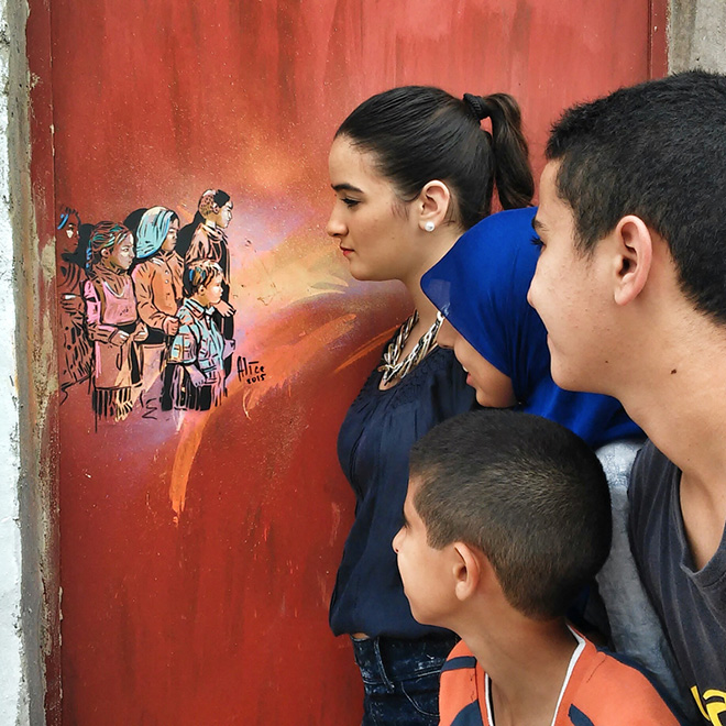 Alice Pasquini - Melilla, arte senza confini. Photo Fatima Mesaud