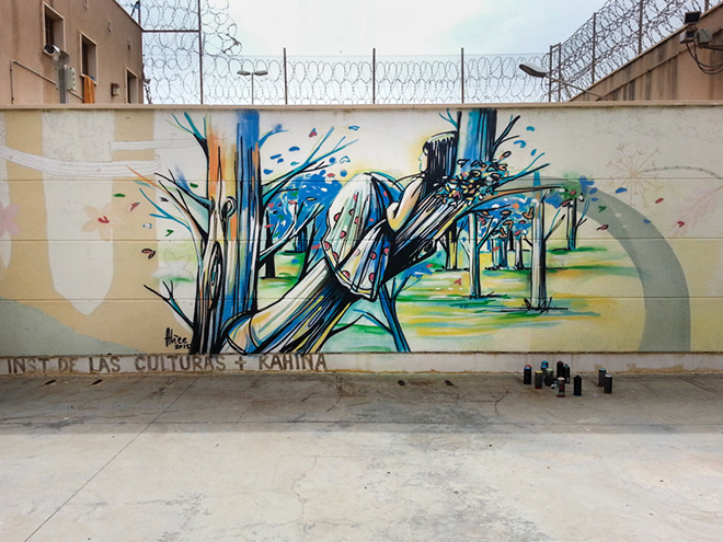 Alice Pasquini - Melilla, arte senza confini. Photo Francesco Bondanini  - Melilla Prison - Women's Section