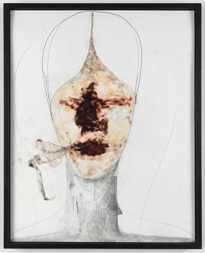 Enrico David -  Untitled  - 2010,  matita, cera, plastica su carta / pencil, wax, plastic on paper - © Enrico David  - Courtesy Michael Werner Gallery, New York and London