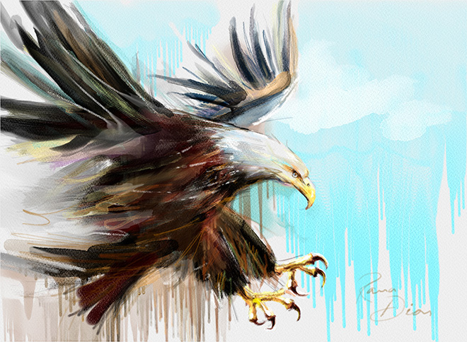 Eagle by Rana Dias - Rebelle, Watercolor & acrylic painting application