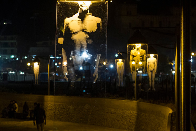 Borondo - Kouroi , Installation - Marina di Camerota. Photo credit: Fabiano Caputo