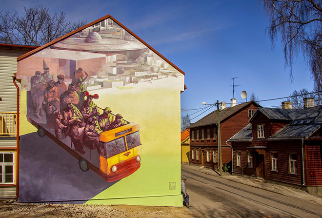 SEPE - Supilinn 15, Mural together with Chazme for Stencibility festival in Tartu/Estonia, 2015