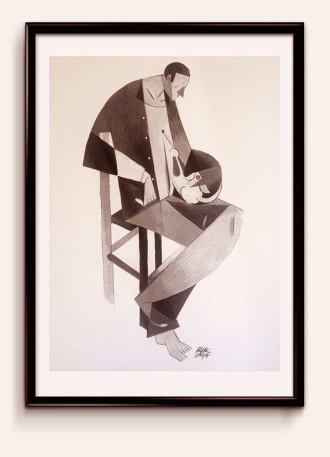 Riccardo Guasco - “uomini e cani” - print on paper at inchiostrofestival, 2014