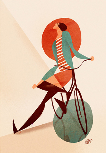 Riccardo Guasco - “Donna con bicicletta, pozzanghera e cerchio rosso”, 2015