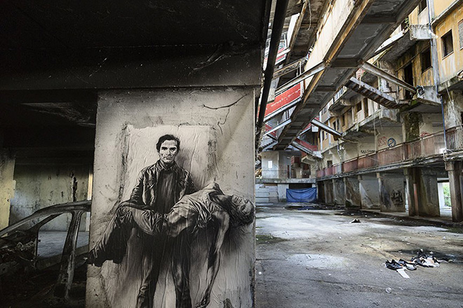 Ernest Pignon-Ernest - Pier Paolo Pasolini, Napoli, 2015