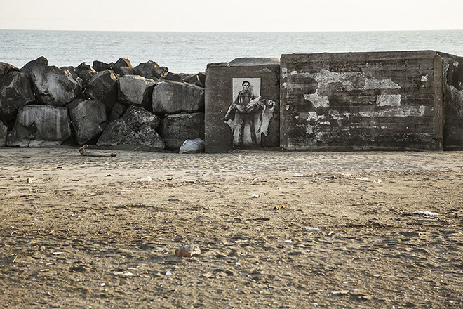 Ernest Pignon-Ernest - Pier Paolo Pasolini, Ostia, 2015