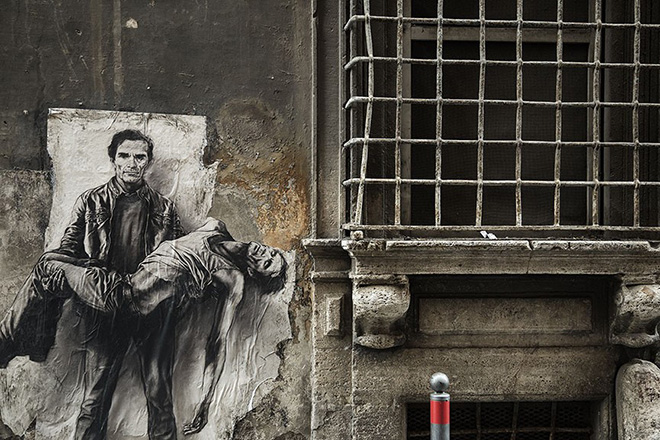 Ernest Pignon-Ernest - Pier Paolo Pasolini, Roma, 2015