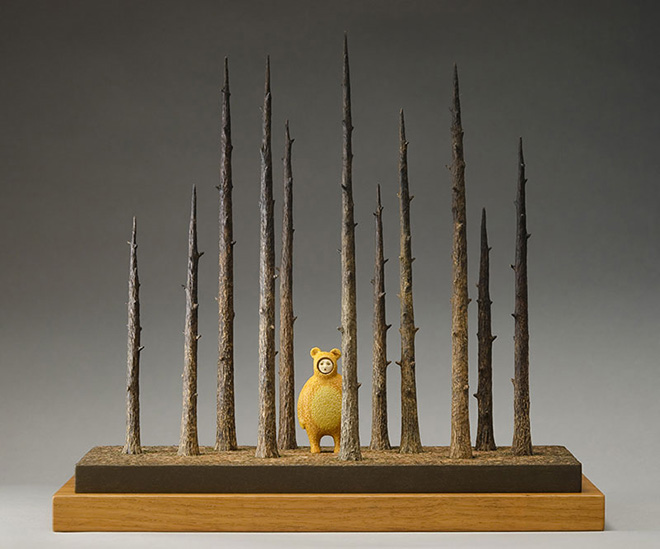 John Morris - Down in the Woods, Wood, Paint 33cm x 30cm