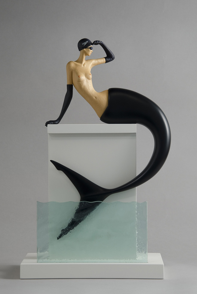 John Morris - High Tide, Sculptured Wood, 28 x 30cm x 47cm