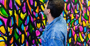 JonOne - atelier, 2015. Photo credit: Gwen Le Bras.