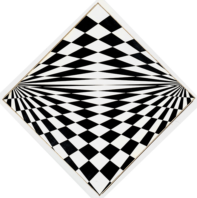 Mario Ballocco - Attività bipolare, 1964, Olio su tela, 100 × 100 cm (diagonale 140 cm) - Archivio Mario Ballocco, Milano