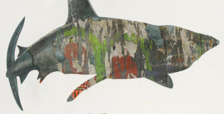 Guido Airoldi - Via Fratelli Bandiera 1, Marghera (squalo), collage e tempera all’uovo su carta