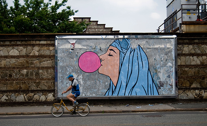 BR1 - Welcome big babol, poster on billboard, Turin, 2012