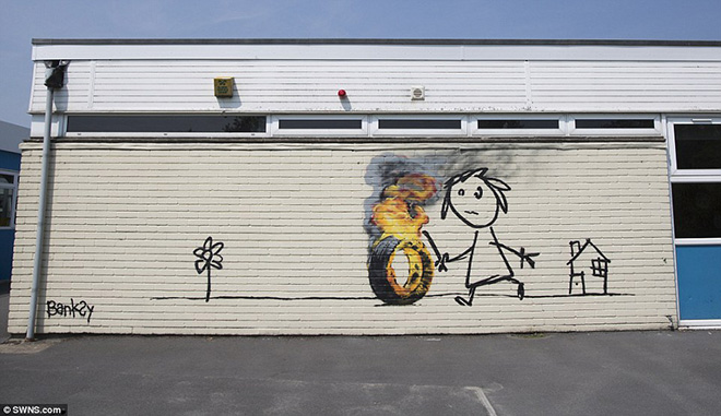 Banksy - Bridge Farm primary school, Bristol