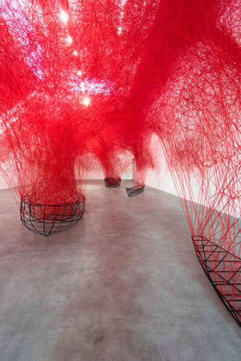 Chiharu Shiota - Uncertain Journey, 2016, Installation view, Courtesy the artist and Blain|Southern, Photo: Christian Glaeser