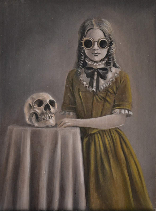 Martina D'Anastasio (Sine Senze) - The Early Education of Miss Wilde. Oil on canvas, 30x40 cm, 2015