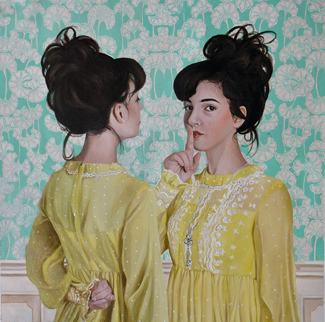 Martina D'Anastasio (Sine Senze) - Got A Secret Can You Keep it, The World behind, 2015. Oil on canvas, 50x50 cm, 2015