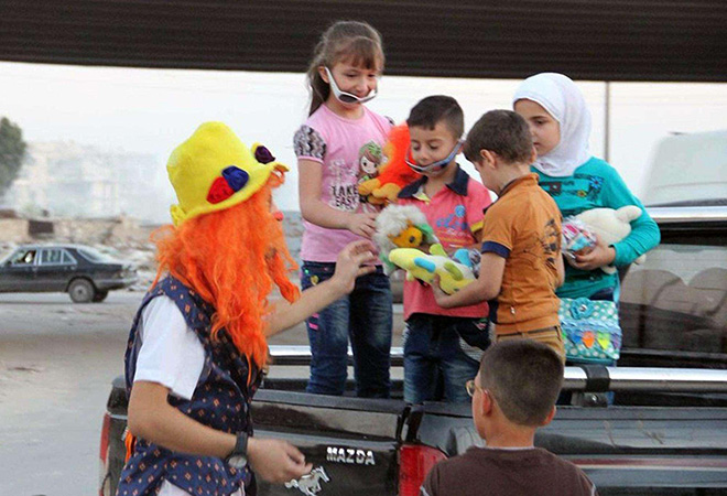 Anas al Basha, Aleppo - Quando muore un clown. (Courtesy of Ahmad al-Khatib, via AP)