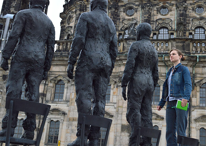 Davide Dormino - Anything to say? A monument to courage,  Berlin, Alexanderplatz May 1st, 2015