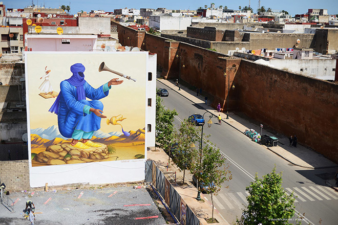 Waone, Interesni Kazki - Jidar festival, Street art Rabat, 2017. photo credit: ©Walid BEN BRAHIM