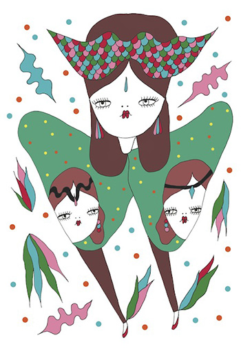 La Fille Bertha - Carnival dance, dalla serie (Queen of Carnival), Illustrazione digitale, Art print, 42 x 29.7 cm, Cagliari, 2016 (ed. di 50)