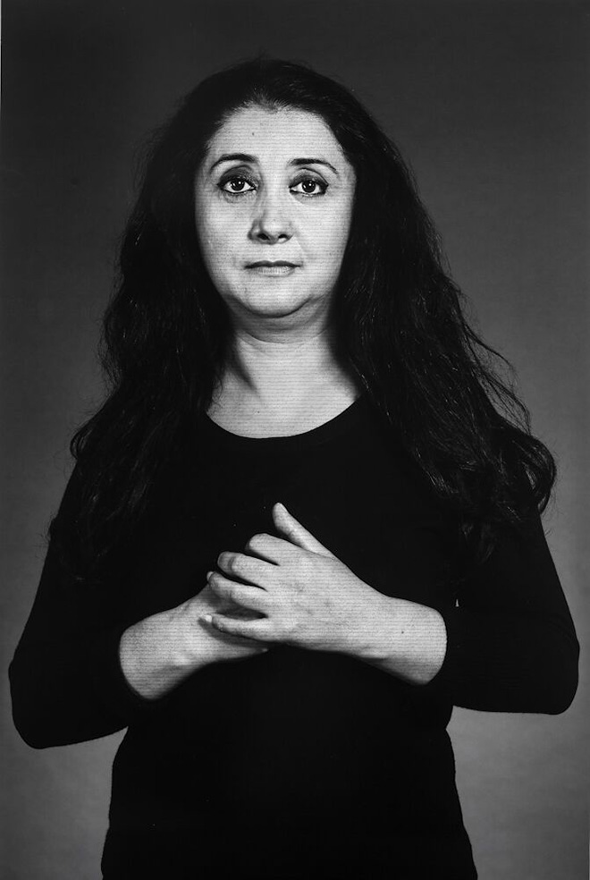 Shirin Neshat - Ilgara, from The Home of My Eyes series, 2015, Silver Gelatin Print and Ink, 152.4 x 101.6cm (40 x 60 in), Courtesy Written Art Foundation, Frankfurt am Main, Germany