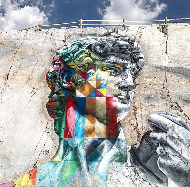 Eduardo Kobra - David multicolor, Cava Venedretta, Carrara