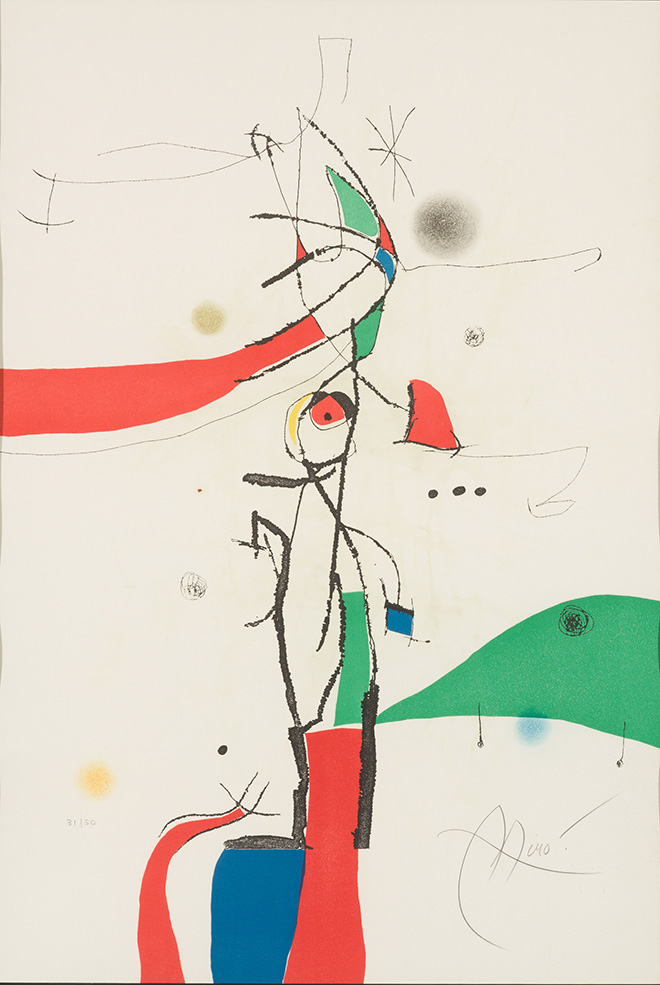 Joan Miró - Demi-Mondaine à sa fenêtre, 1975, incisione ad acquatinta, cm 92x63,5