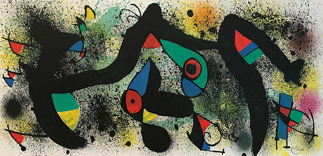 Joan Miró - Senza Titolo 2, 1974, litografia a colori, cm 27,8x56,5