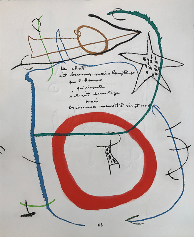 Joan Miró - Senza Titolo, 1975, incisione dal libro Adonides con poesia di Jacques Prévert, cm 40x33,5