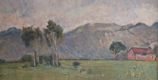Arturo Tosi - Tre alberi con casolare, anni '30. olio su cartone, cm 70x90. ©Frauke Stenz