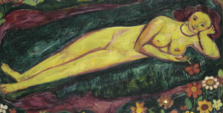Cuno Amiet - 1912.16 Nudo femminile sdraiato con fiori (Liegender Frauenakt mit Blumen) 1912, olio su tela, 100 x 160.5 cm. Kunstmuseum Bern, Legat Eduard Gerber, Bern. © M. + D. Thalmann, Herzogenbuchsee. Crediti fotografici: Kunstmuseum Bern