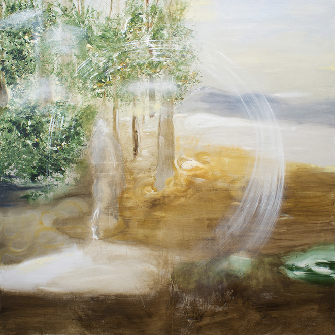 Angelo Bellobono - Territorio, olio e acrilico su tela, 200x200 cm, 2016