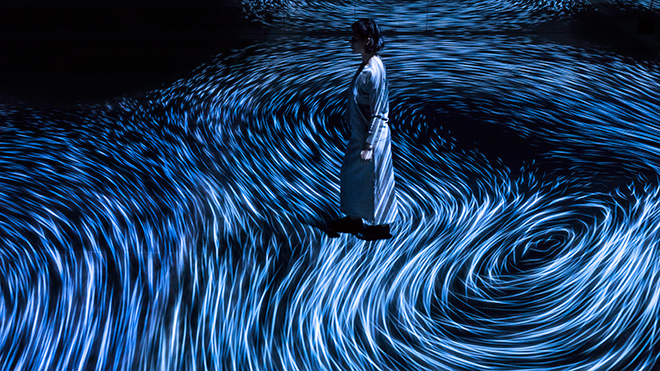 teamLab - Moving Creates Vortices and Vortices Create Movement. ©teamLab, courtesy Ikkan Art Gallery, Martin Browne Contemporary and Pace Gallery