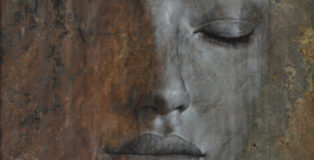 Max Gasparini - Argentum (detail), 2013, olio e catrame su lamiera di metallo, cm 103x103