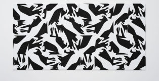 Sergio Lombardo - Quilt n.5, 2017, Vinyl paint on canvas, 400 x 200 cm (2 modules: 200 x 200 cm each). Photo credit: Giorgio Benni