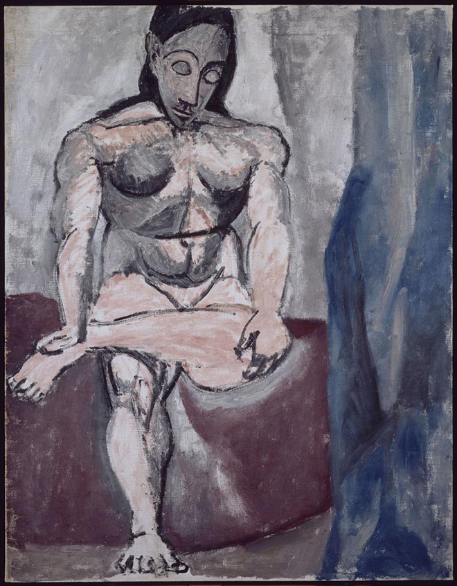 Pablo Picasso - Nudo seduto, studio per “Les demoiselles de Avignon”, 1906-1907, olio su tela, 121x93,5 cm. Paris, Musée National Picasso. Credito fotografico:  © RMN-Grand Palais (Musée national Picasso-Paris) / René-Gabriel Ojéda/dist. Alinari. ©Succession Picasso, by SIAE 2018